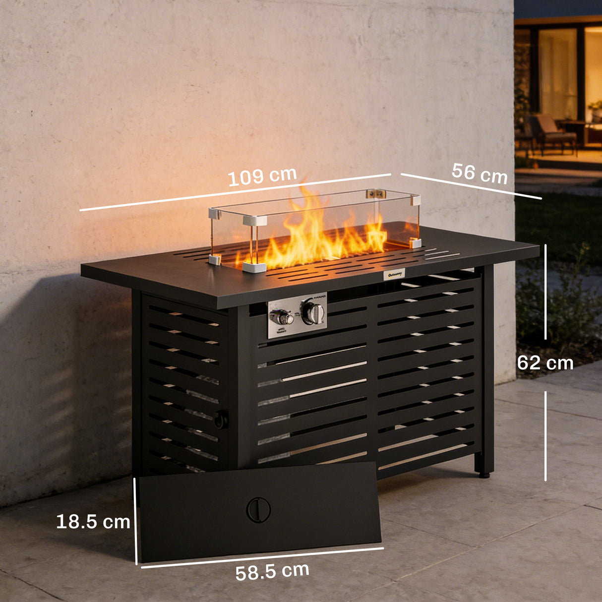 Steel 50,000 BTU Propane Gas Garden Fire Pit Table With 43" Steel Table top and Lid - Velmora