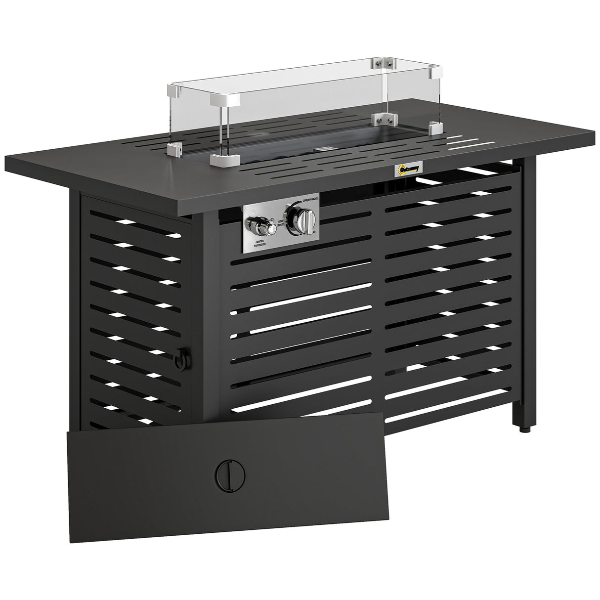 Steel 50,000 BTU Propane Gas Garden Fire Pit Table With 43" Steel Table top and Lid - Velmora