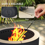 Steel 58 cm Round Portable Fire Pit With Grill Grate And Ash Catcher - Velmora