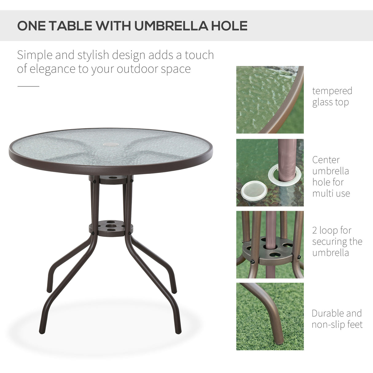 Steel 6 Pieces Patio Garden Dining Set With Folding Chairs And Parasol - Velmora