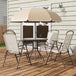 Steel 6 Pieces Patio Garden Dining Set With Folding Chairs And Parasol - Velmora