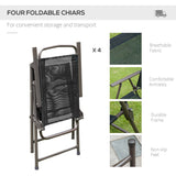Steel 6 Pieces Patio Garden Dining Set With Folding Chairs And Parasol - Velmora