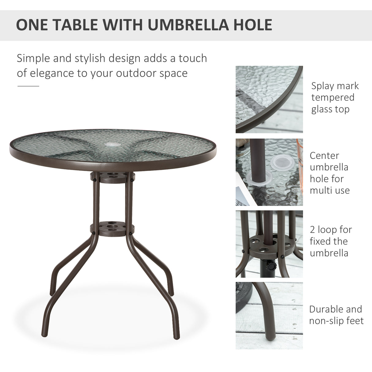 Steel 6 Pieces Patio Garden Dining Set With Folding Chairs And Parasol - Velmora