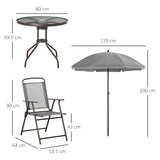 Steel 6 Pieces Patio Garden Dining Set With Folding Chairs And Parasol - Velmora