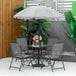 Steel 6 Pieces Patio Garden Dining Set With Folding Chairs And Parasol - Velmora