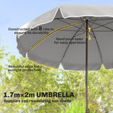 Steel 6 Pieces Patio Garden Dining Set With Folding Chairs And Parasol - Velmora