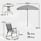 Steel 6 Pieces Patio Garden Dining Set With Folding Chairs And Parasol - Velmora