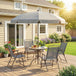 Steel 6 Pieces Patio Garden Dining Set With Folding Chairs And Parasol - Velmora