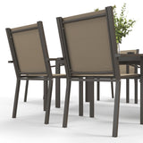 Steel 6 Seater Garden Dining Set With 150cm Wide Plastic Wood Effect Top Table - Velmora