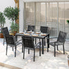 Steel 6 Seater Garden Dining Set With 150cm Wide Plastic Wood Effect Top Table - Velmora