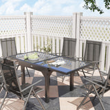 Steel 6 Seater Garden Dining Set With 180cm Wide Plastic Wood Effect Top Table - Velmora
