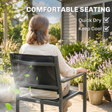 Steel 6 Seater Garden Dining Set With Acacia Wood Table And Stackable Chairs - Velmora