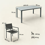 Steel 6 Seater Garden Dining Set With Acacia Wood Table And Stackable Chairs - Velmora