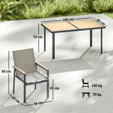 Steel 6 Seater Garden Dining Set With Glass Top Table - Velmora