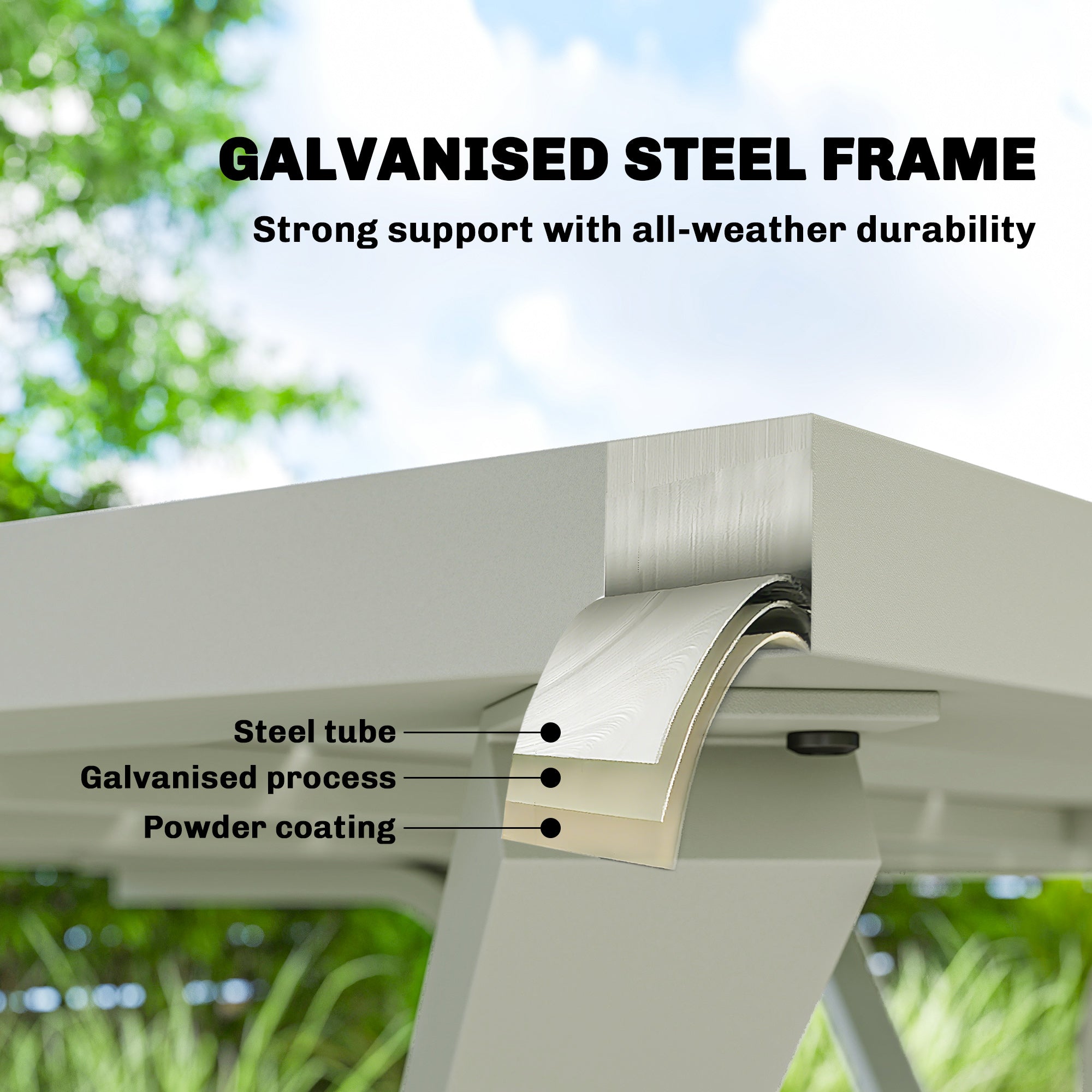 Steel 6 Seater Garden Dining Set With Parasol Hole for Poolside - Velmora