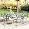 Steel 6 Seater Garden Dining Set With Parasol Hole for Poolside - Velmora