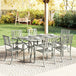 Steel 6 Seater Garden Dining Set With Parasol Hole for Poolside - Velmora