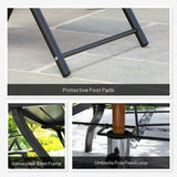 Steel 6 Seater Garden Dining Set With Parasol Hole and Texteline Fabric Chairs - Velmora
