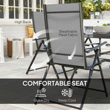 Steel 6 Seater Garden Dining Set With Parasol Hole and Texteline Fabric Chairs - Velmora
