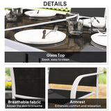 Steel 6 Seater Garden Dining Set With Table and 6 Stackable Chairs - Velmora