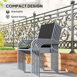 Steel 6 Seater Garden Dining Set With Table and 6 Stackable Chairs - Velmora