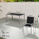 Steel 6 Seater Garden Dining Set With Table and 6 Stackable Chairs - Velmora