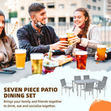 Steel 6 Seater Garden Dining Set With Table and 6 Stackable Chairs - Velmora