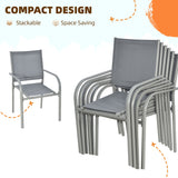Steel 6 Seater Garden Dining Set With Table and 6 Stackable Chairs - Velmora