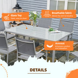Steel 6 Seater Garden Dining Set With Table and 6 Stackable Chairs - Velmora
