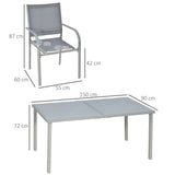 Steel 6 Seater Garden Dining Set With Table and 6 Stackable Chairs - Velmora