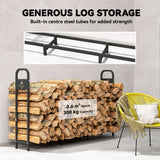 Steel 6.5 ft Firewood Storage Shelf Log Rack With 300 kg Capacity - Velmora