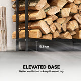 Steel 6.5 ft Firewood Storage Shelf Log Rack With 300 kg Capacity - Velmora