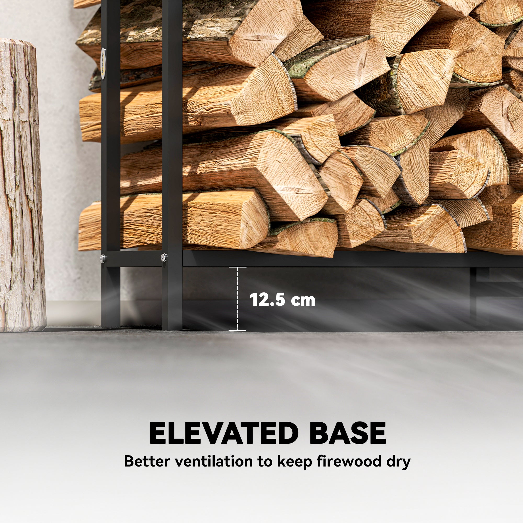 Steel 6.5 ft Firewood Storage Shelf Log Rack With 300 kg Capacity - Velmora