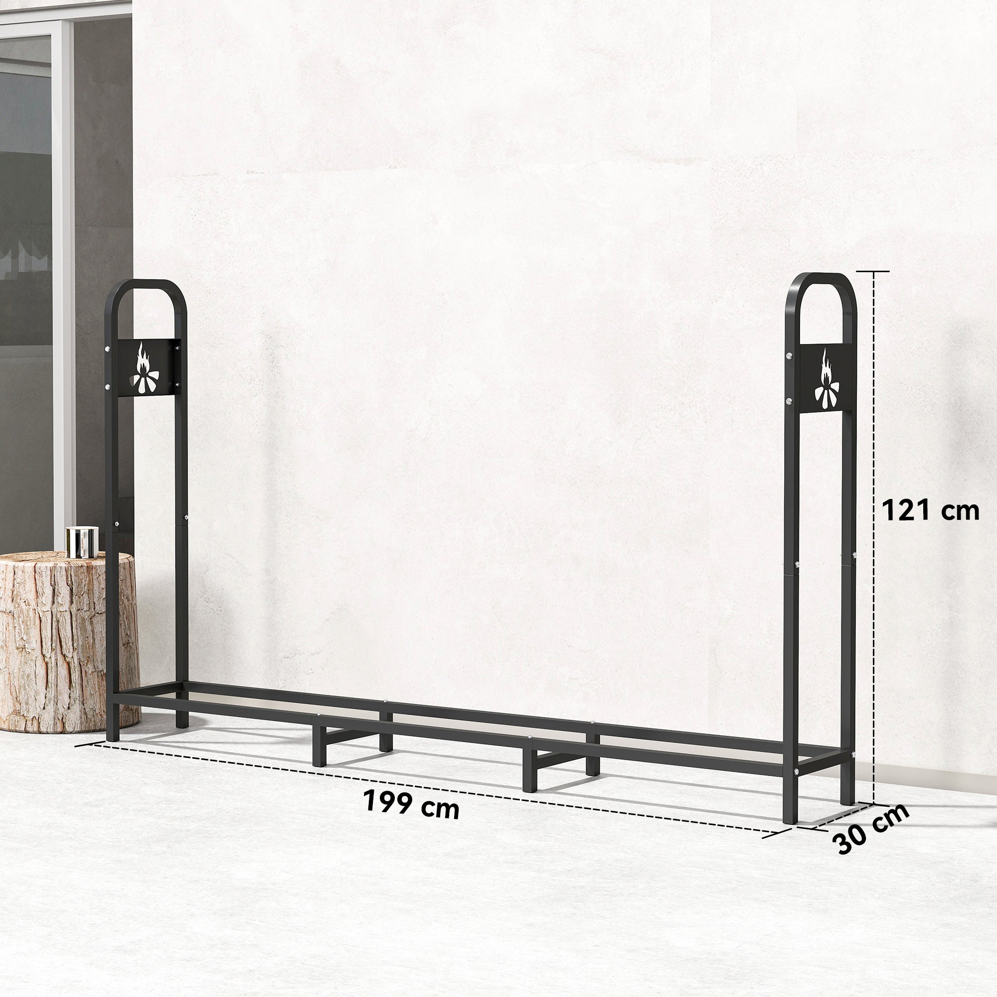 Steel 6.5 ft Firewood Storage Shelf Log Rack With 300 kg Capacity - Velmora