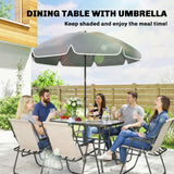 Steel 8 Piece Garden Dining Set With Parasol And 6 Folding Chairs - Velmora