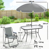 Steel 8 Piece Garden Dining Set With Parasol And 6 Folding Chairs - Velmora