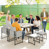 Steel 8 Seater Garden Dining Set With 4 Armchairs and 4 Stools - Velmora