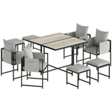 Steel 8 Seater Garden Dining Set With 4 Armchairs and 4 Stools - Velmora