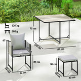 Steel 8 Seater Garden Dining Set With 4 Armchairs and 4 Stools - Velmora