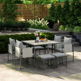 Steel 8 Seater Garden Dining Set With 4 Armchairs and 4 Stools - Velmora
