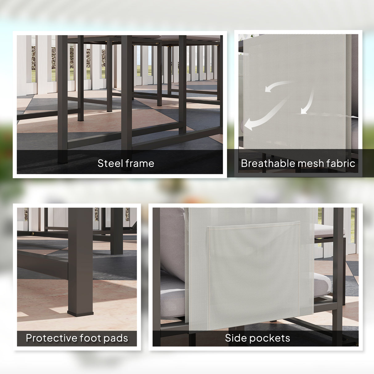 Steel 8 Seater Garden Dining Set With 4 Armchairs and 4 Stools - Velmora