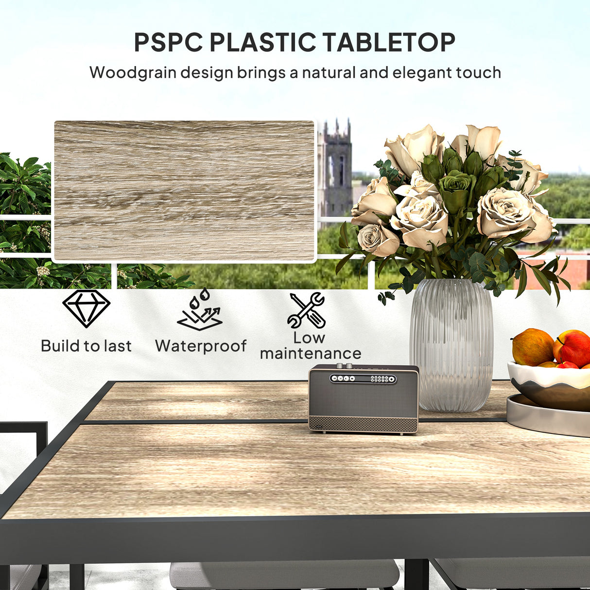 Steel 8 Seater Garden Dining Set With 4 Armchairs and 4 Stools - Velmora