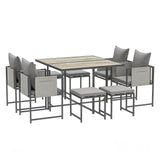 Steel 8 Seater Garden Dining Set With 4 Armchairs and 4 Stools - Velmora