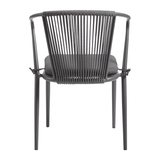 Steel Armchair With Hand-Woven Rope Backrest - Kendal