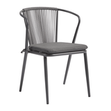 Steel Armchair With Hand-Woven Rope Backrest - Kendal