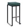 Steel Bar Stool in Black Frame With Velvet Seat Pad - Kubo