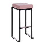 Steel Bar Stool in Black Frame With Velvet Seat Pad - Kubo
