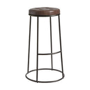 Steel Bar Stool With Faux Leather Seat Pad And Black Metal Frame - Max