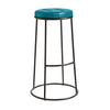 Steel Bar Stool With Faux Leather Seat Pad And Black Metal Frame - Max