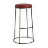 Steel Bar Stool With Faux Leather Seat Pad And Black Metal Frame - Max